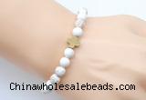 CGB9351 8mm, 10mm white howlite & cross hematite power beads bracelets