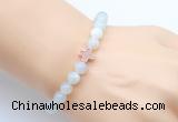 CGB9370 8mm, 10mm sea blue banded agate & cross hematite power beads bracelets