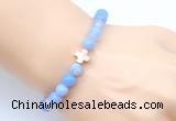 CGB9371 8mm, 10mm blue banded agate & cross hematite power beads bracelets