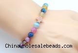 CGB9373 8mm, 10mm colorful banded agate & cross hematite power beads bracelets
