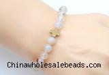 CGB9377 8mm, 10mm montana agate & cross hematite power beads bracelets