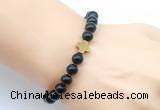 CGB9384 8mm, 10mm black agate & cross hematite power beads bracelets