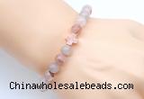 CGB9413 8mm, 10mm pink quartz & cross hematite power beads bracelets
