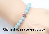 CGB9423 8mm, 10mm matte amazonite & cross hematite power beads bracelets