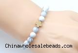 CGB9425 8mm, 10mm matte white howlite & cross hematite power beads bracelets