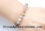 CGB9429 8mm, 10mm matte bamboo leaf agate & cross hematite power beads bracelets