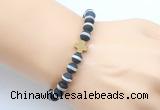 CGB9431 8mm, 10mm matte Tibetan agate & cross hematite power beads bracelets