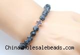 CGB9433 8mm, 10mm matte snowflake obsidian & cross hematite power beads bracelets