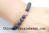 CGB9441 8mm, 10mm matte black labradorite & cross hematite power beads bracelets