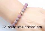 CGB9442 8mm, 10mm matte pink wooden jasper & cross hematite power beads bracelets