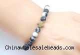 CGB9447 8mm, 10mm matte black & white jasper & cross hematite power beads bracelets