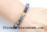 CGB9449 8mm, 10mm matte black water jasper & cross hematite power beads bracelets