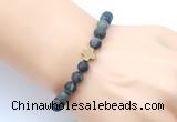 CGB9451 8mm, 10mm matte kambaba jasper & cross hematite power beads bracelets