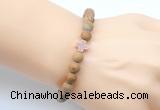 CGB9452 8mm, 10mm matte wooden jasper & cross hematite power beads bracelets