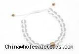CGB9510 8mm, 10mm white crystal & drum hematite adjustable bracelets