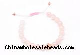 CGB9511 8mm, 10mm rose quartz & cross hematite adjustable bracelets