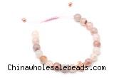 CGB9523 8mm, 10mm pink quartz & cross hematite adjustable bracelets