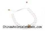 CGB9526 8mm, 10mm matte white crystal & cross hematite adjustable bracelets