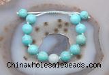 CGB9604 12mm round blue howlite & aquamarine adjustable bracelets