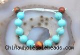 CGB9628 12mm round blue howlite & picasso jasper adjustable bracelets