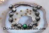 CGB9819 12mm round black labradorite & green tiger eye adjustable bracelets