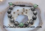 CGB9827 12mm round black labradorite & green aventurine adjustable bracelets