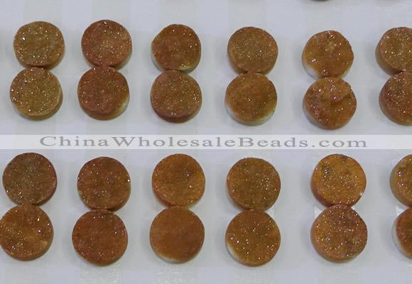 CGC115 14mm flat round druzy quartz cabochons wholesale