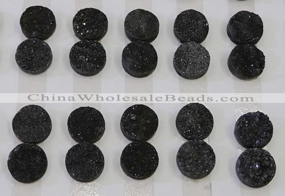 CGC116 14mm flat round druzy quartz cabochons wholesale