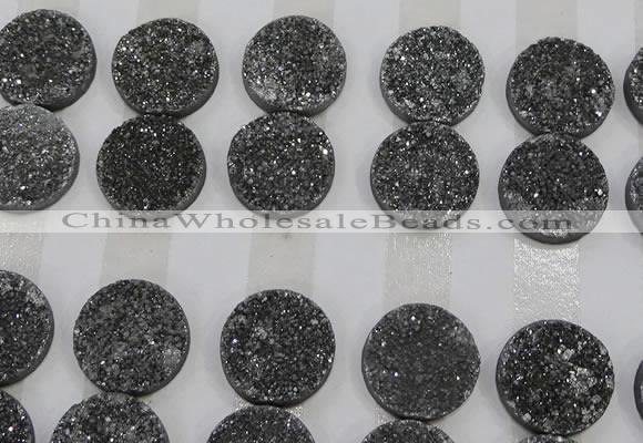 CGC131 18mm flat round druzy quartz cabochons wholesale