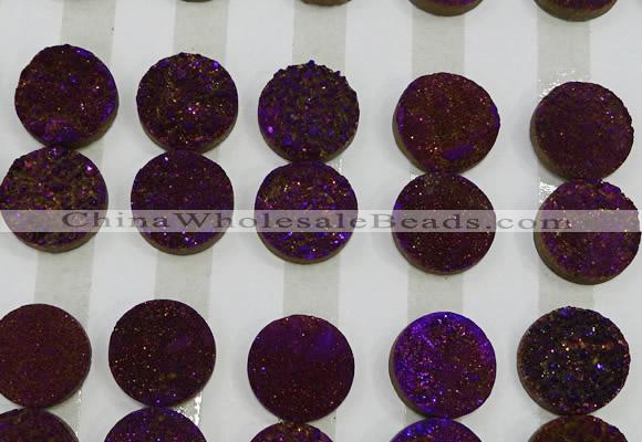 CGC145 20mm flat round druzy quartz cabochons wholesale