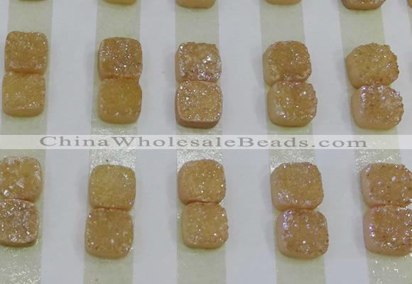 CGC215 10*10mm square druzy quartz cabochons wholesale