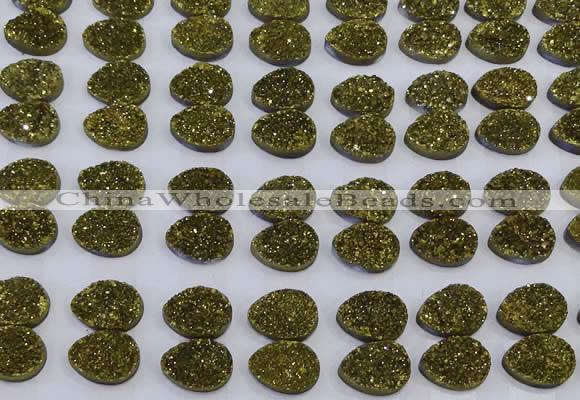 CGC244 12*16mm flat teardrop druzy quartz cabochons wholesale