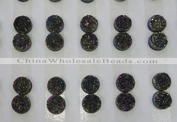 CGC92 10mm flat round druzy quartz cabochons wholesale