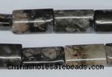 CGE06 15.5 inches 12*20mm flat tube glaucophane gemstone beads