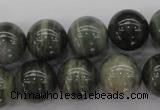 CGH06 15.5 inches 14mm round green hair stone beads wholesale