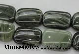 CGH26 15.5 inches 10*14mm rectangle green hair stone beads wholesale