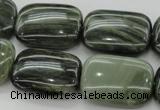 CGH30 15.5 inches 18*25mm rectangle green hair stone beads wholesale