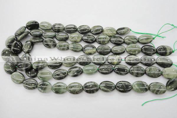 CGH43 15.5 inches 10*14mm oval green hair stone beads wholesale