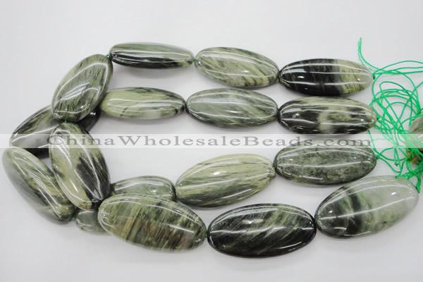 CGH51 15.5 inches 25*50mm oval green hair stone beads wholesale