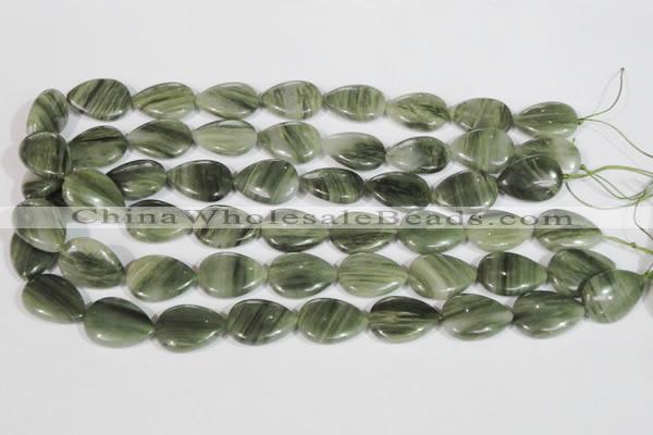 CGH52 15.5 inches 10*14mm flat teardrop green hair stone beads