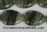 CGH57 15.5 inches 22*30mm flat teardrop green hair stone beads