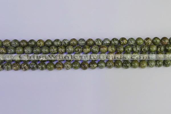 CGJ351 15.5 inches 6mm round green bee jasper beads wholesale