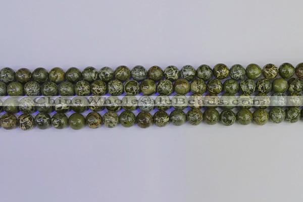 CGJ352 15.5 inches 8mm round green bee jasper beads wholesale