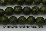 CGJ461 15.5 inches 6mm faceted round green jasper beads wholesale