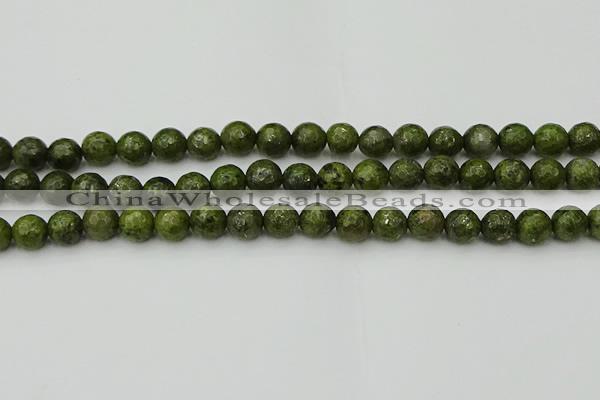 CGJ462 15.5 inches 8mm faceted round green jasper beads wholesale