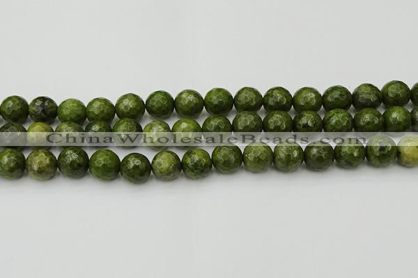 CGJ464 15.5 inches 12mm faceted round green jasper beads wholesale