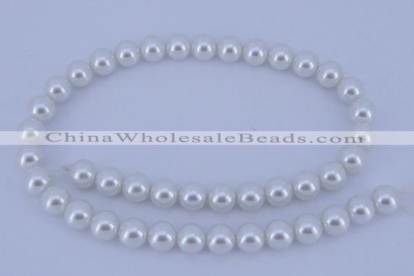 CGL03 10PCS 16 inches 8mm round dyed glass pearl beads wholesale