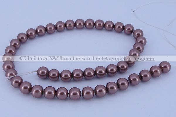 CGL122 10PCS 16 inches 4mm round dyed glass pearl beads wholesale