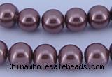 CGL127 5PCS 16 inches 14mm round dyed glass pearl beads wholesale