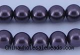 CGL132 10PCS 16 inches 4mm round dyed glass pearl beads wholesale